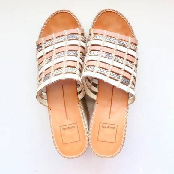 Dolce Vita Beige Platform Espadrille Wedge Heel Mule Sandals Slip-on Summer Shoe - Picture 4 of 16